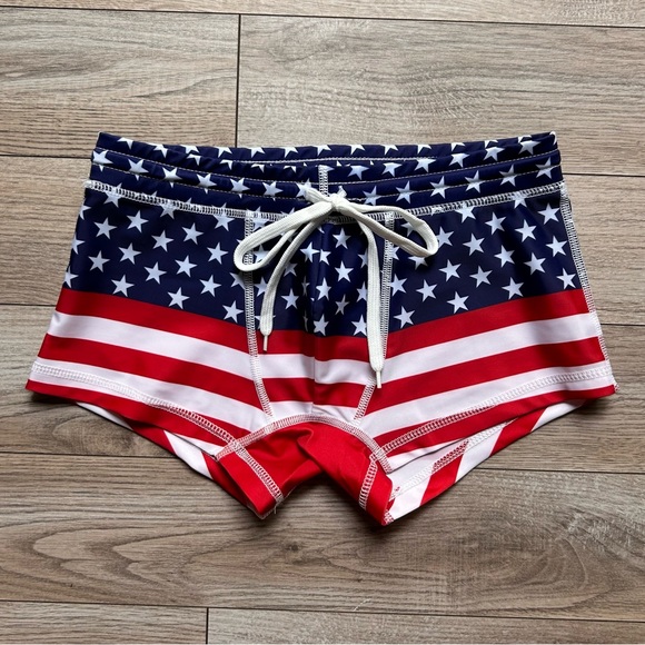 Other - USA Square Cut Swim Trunks Red White & Blue (Medium / 30-32" Waist)
